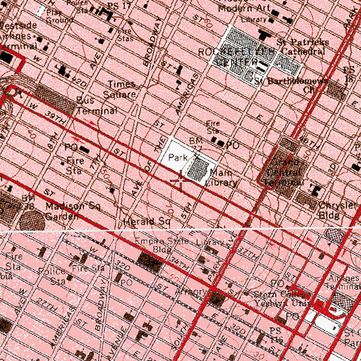 Topographic Map of American Standard Building, NY