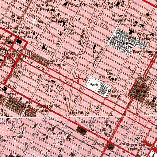 Topographic Map of Bush Tower, NY