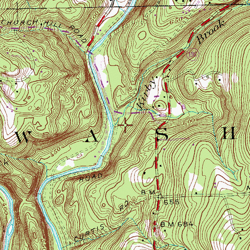 Topographic Map of Kirby Brook, CT