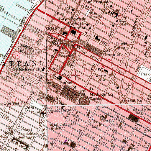 Topographic Map of Midtown South Precinct Police Station, NY
