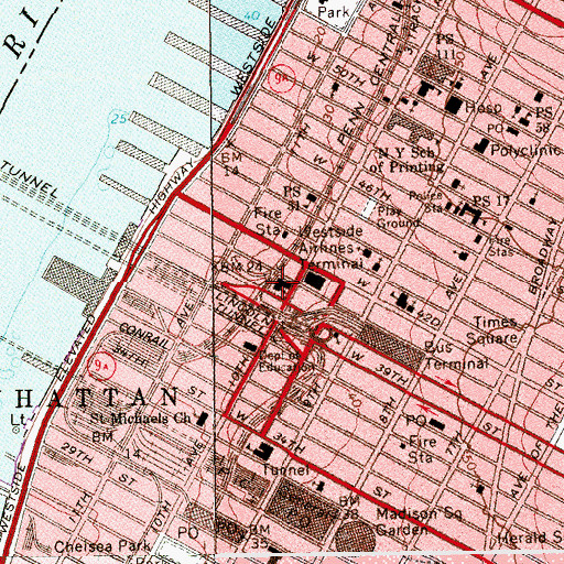 Topographic Map of Saint Raphael's Croatian Catholic Church, NY