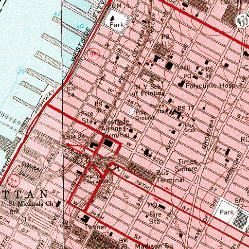 Topographic Map of Actors Studio, NY