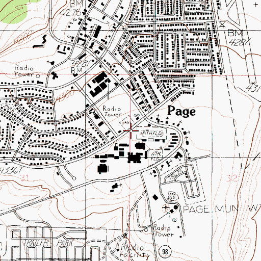 Topographic Map of John C Page Park, AZ
