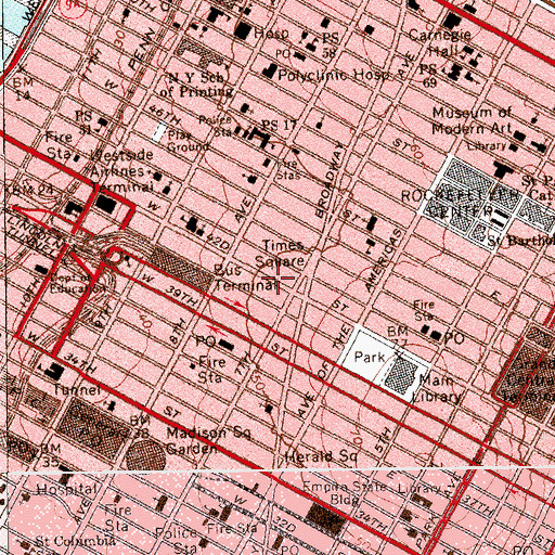 Topographic Map of Ford Center for the Performing Arts, NY