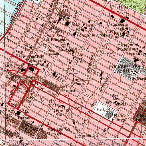 Topographic Map of Majestic Theater, NY