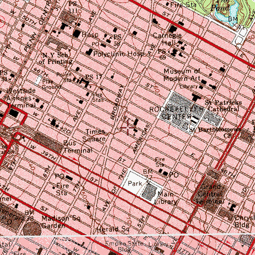 Topographic Map of Bertelsmann Building, NY