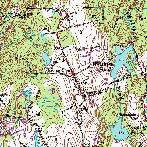 Topographic Map of Knapp Cemetery, CT