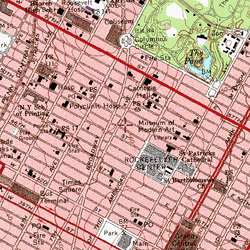 Topographic Map of Equitable Center, NY