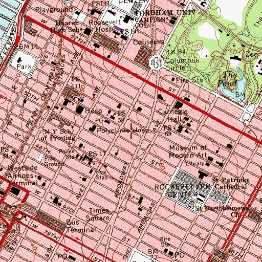 Topographic Map of Neil Simon Theater, NY