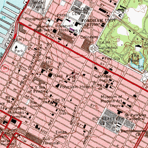 Topographic Map of Midtown North Precinct Police Station, NY