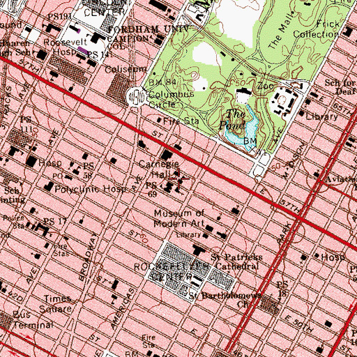 Topographic Map of City Center Fiftyfifth Street Theater, NY