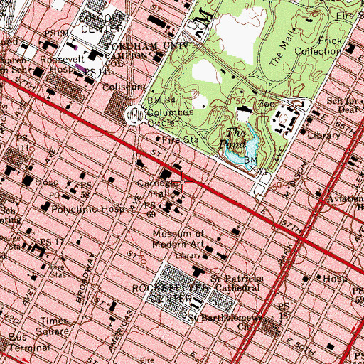Topographic Map of Metropolitan Tower, NY