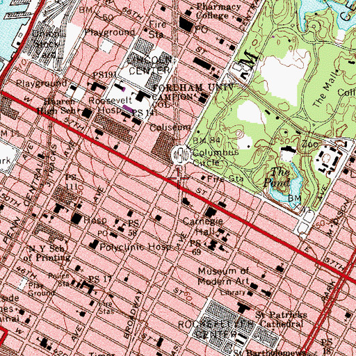 Topographic Map of Colonnade Building, NY