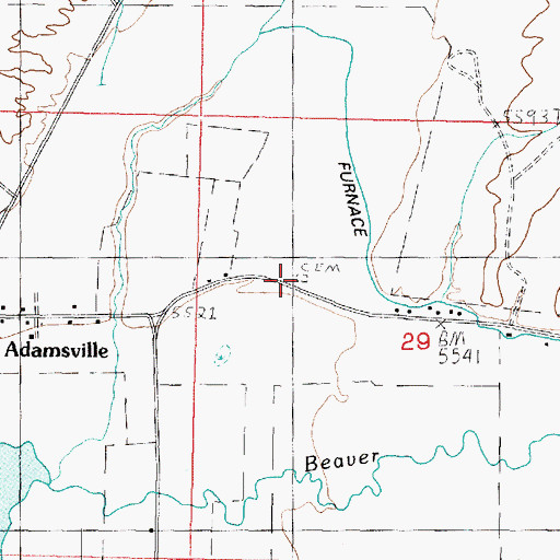 Topographic Map of Adamsville Cemetery, UT