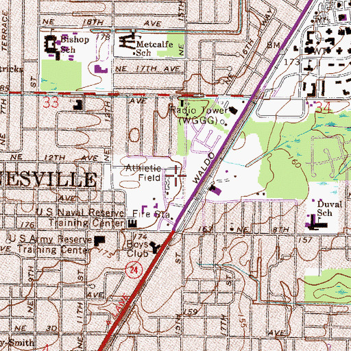 Topographic Map of Milton Lewis Stadium, FL