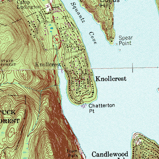 Topographic Map of Knollcrest, CT