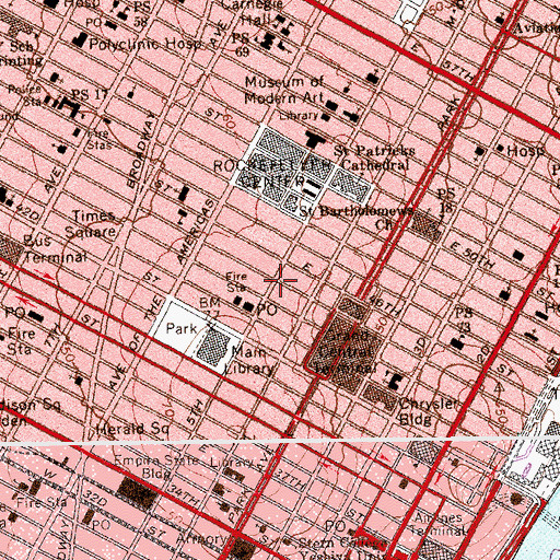 Topographic Map of Fred F French Building, NY