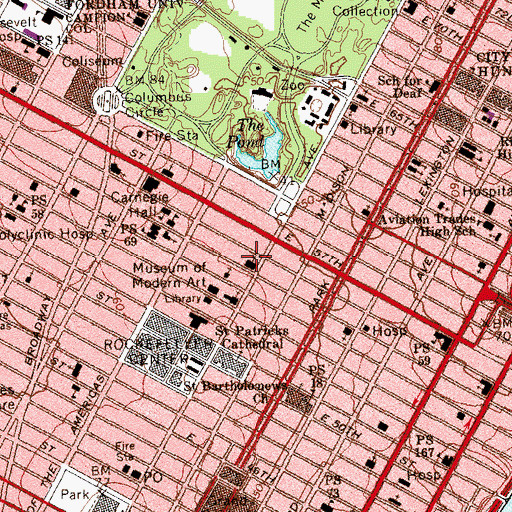 Topographic Map of Henri Bendel Building, NY