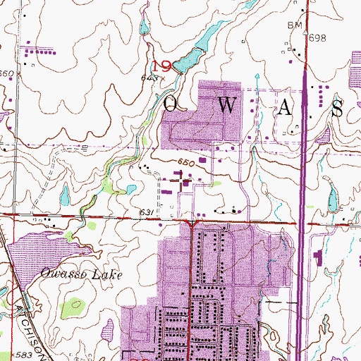 Topographic Map of Owasso 7th Grade Center, OK