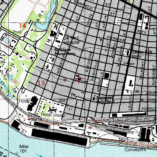 Topographic Map of Milestone Sabis Academy of New Orleans School, LA