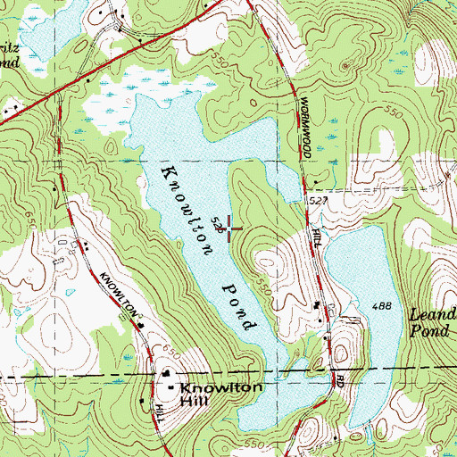 Topographic Map of Knowlton Pond, CT