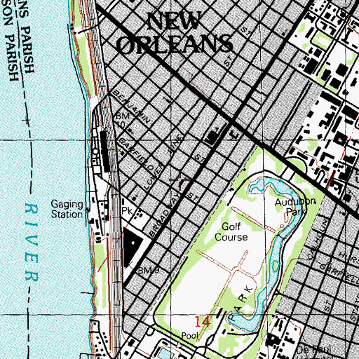 Topographic Map of Audubon Charter School Lower Campus, LA