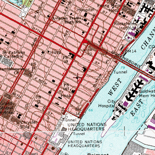 Topographic Map of Fiftyfourth Street Public Bath and Gymnasium, NY