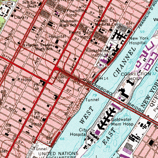 Topographic Map of Bridgemarket Building, NY