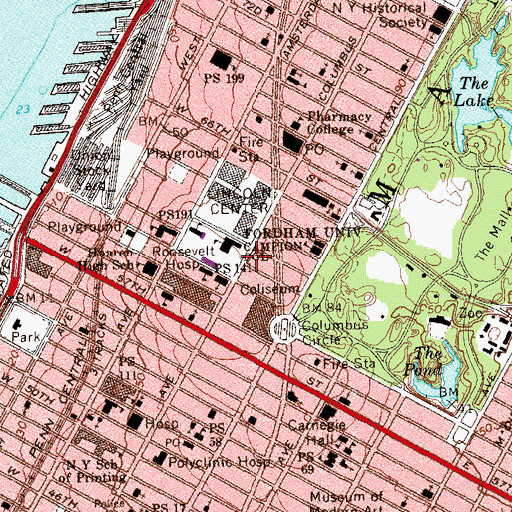 Topographic Map of Lincoln Plaza Tower, NY