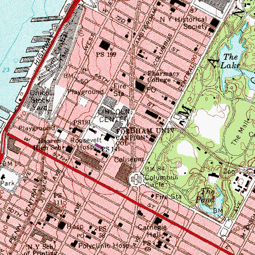 Topographic Map of Dante Park, NY