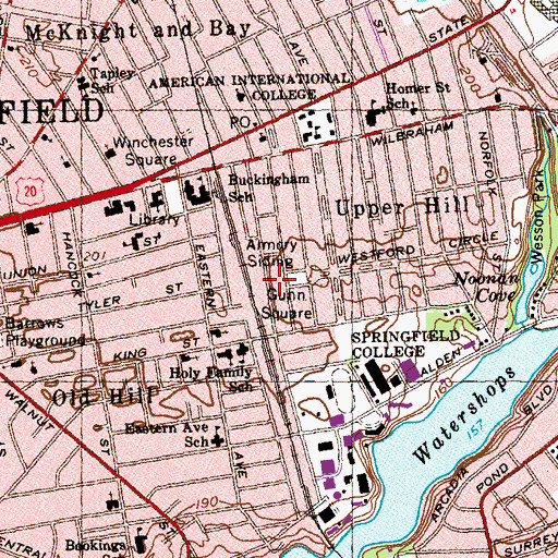 Topographic Map of Massachusetts Career Development Center, MA