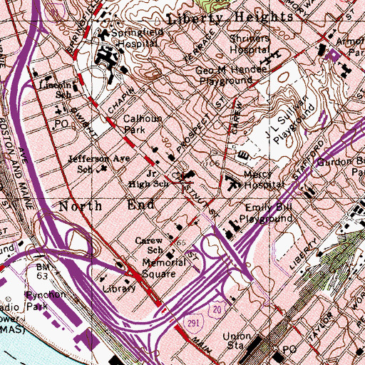 Topographic Map of Springfield Adolescent Graduation Experience, MA