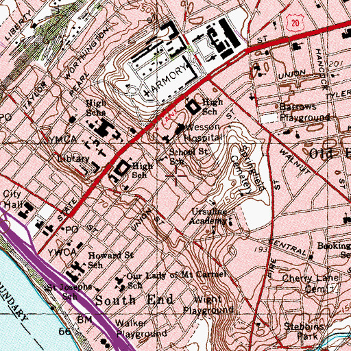 Topographic Map of Robert M Hughes Charter School, MA
