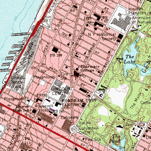 Topographic Map of Lincoln Square, NY