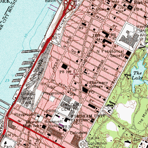 Topographic Map of Lincoln Square Synagogue, NY