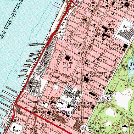 Topographic Map of Lincoln Towers, NY