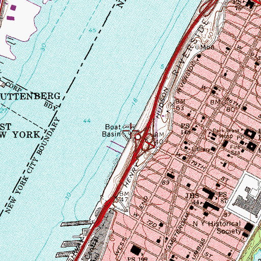 Topographic Map of Seventyninth Street Boat Basin, NY