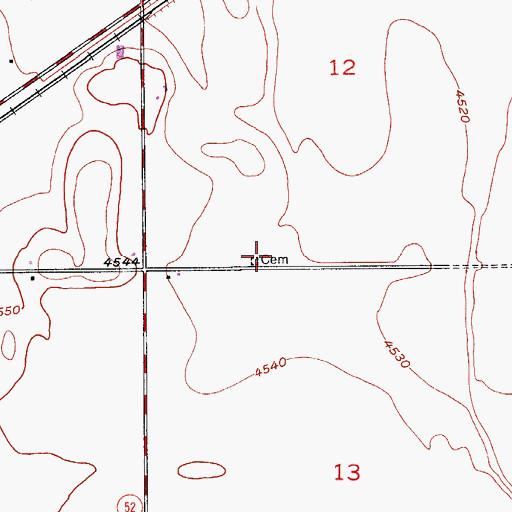 Topographic Map of Wiggins Cemetery, CO
