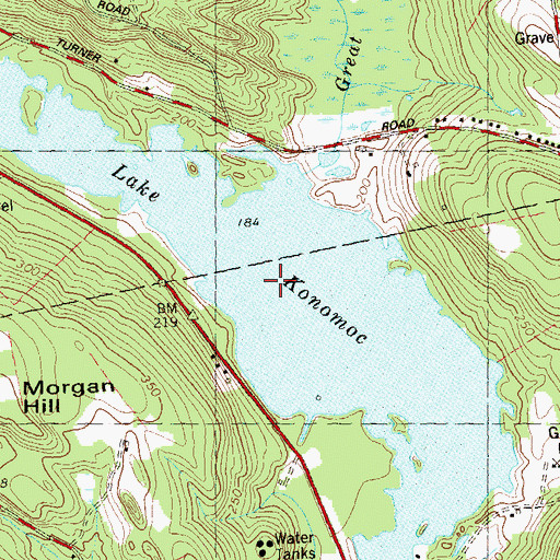 Topographic Map of Lake Konomoc, CT