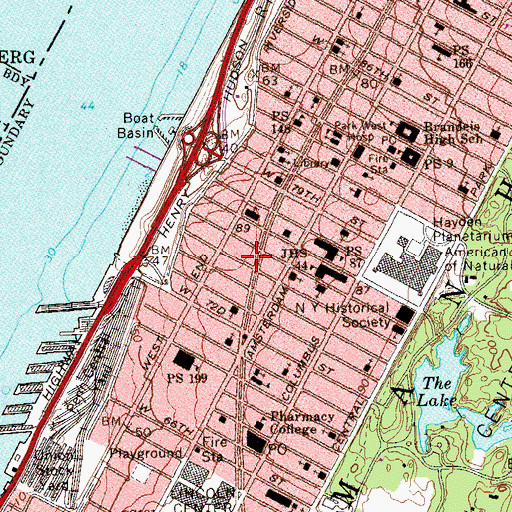 Topographic Map of Astor Apartments, NY