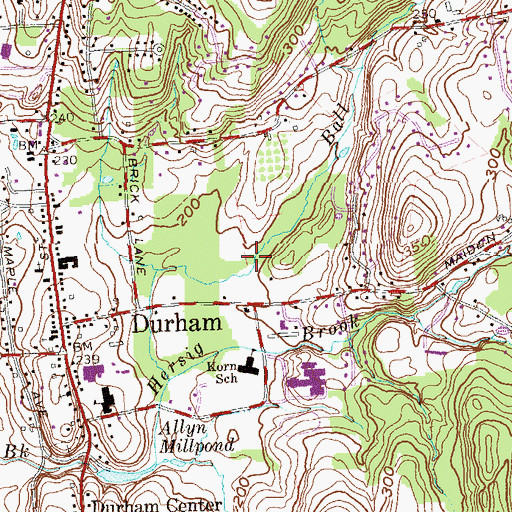 Topographic Map of Korn School, CT