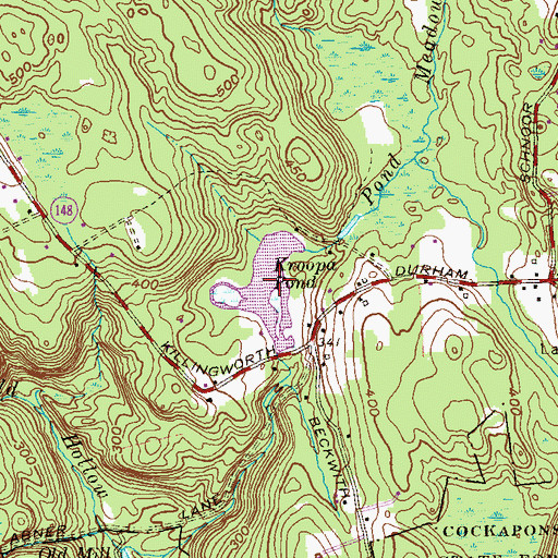 Topographic Map of Kroopa Pond, CT