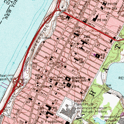 Topographic Map of Belnord Apartments, NY