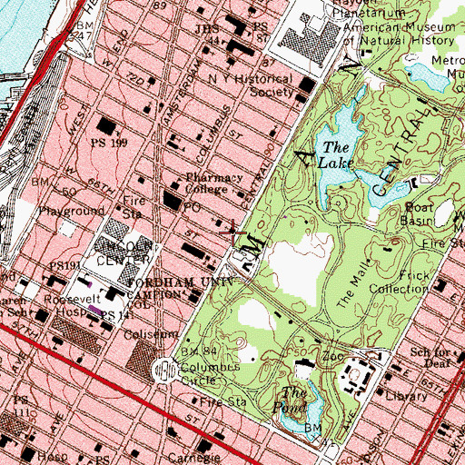 Topographic Map of Hotel Des Artistes, NY