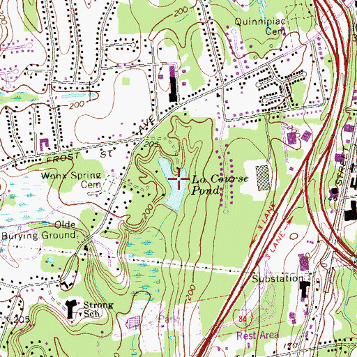 Topographic Map of LaCourse Pond, CT