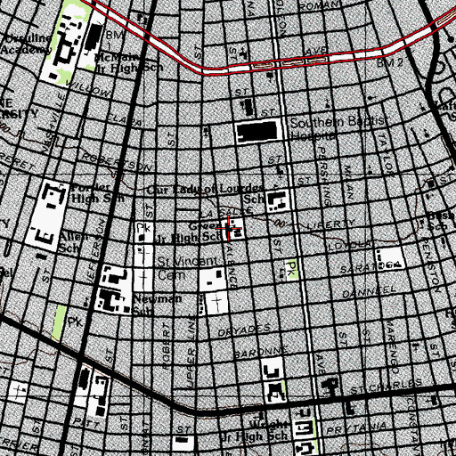 Topographic Map of New Orleans Middle Charter School, LA