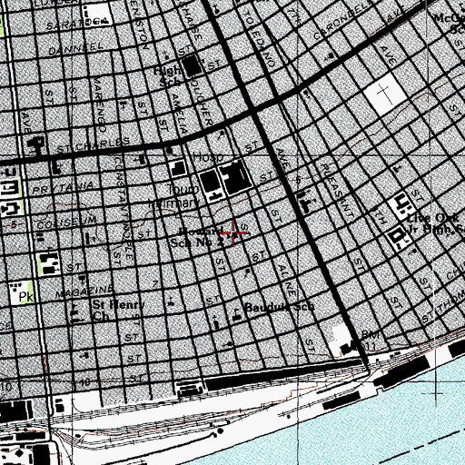 Topographic Map of New Orleans Free Academy School, LA