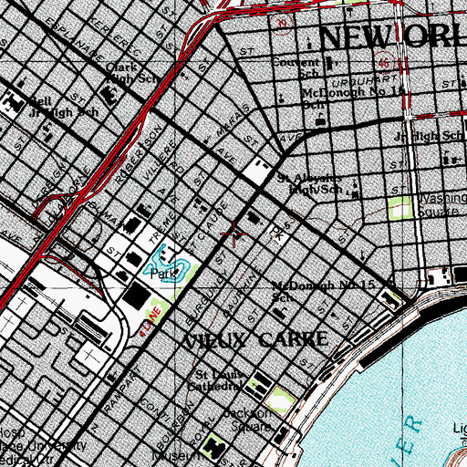 Topographic Map of Treme Street Academy (historical), LA