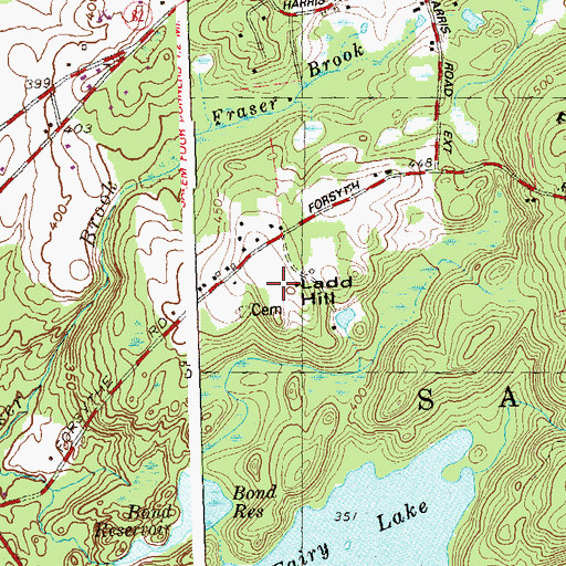 Topographic Map of Ladd Hill, CT