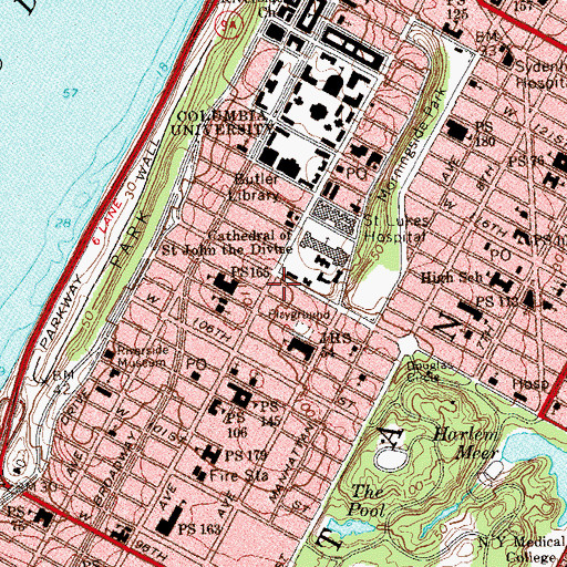 Topographic Map of Consolidated Edison West 110th Street Substation, NY